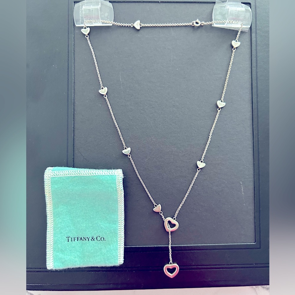 Authentic vintage Tiffany & Co Sterling Silver Heart Lavalier Necklace